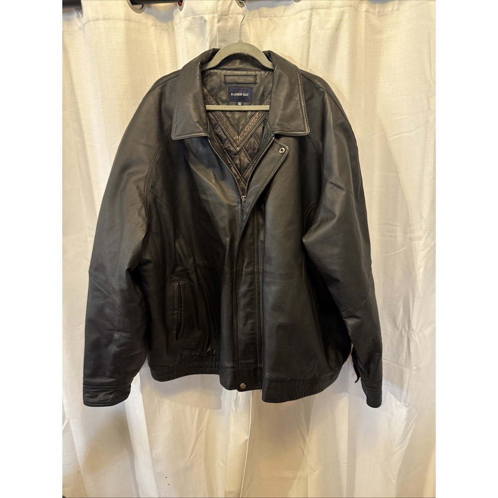 Harbor Bay,Men,Genuine leather jacket,Black,Sz 4xLzipper,pockets,buttons cuffs.!